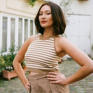 MaxMara Tenna Stripe Sleeveless Crop Sweater Sz S